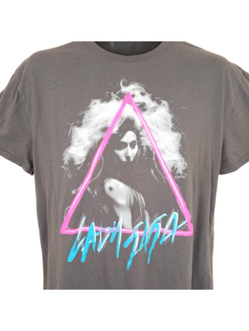 Lady Gaga T Shirt Womens Size XL Gray Pink Triangle Music Tour Tee